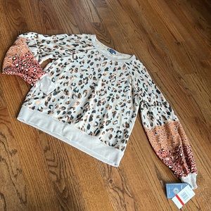 NWT Democracy Long Sleeve Crew Neck Animal Print Top